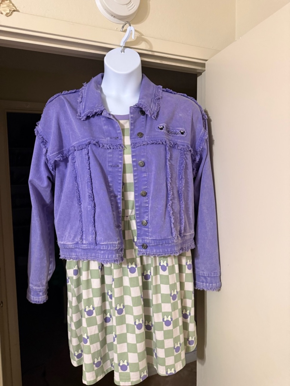 Disney Purple Distressed Cropped Denim Jacket, sweater, dress & ears